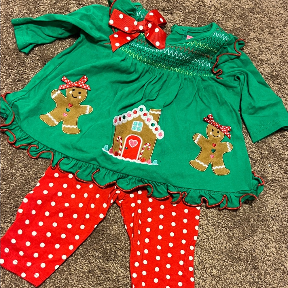 Festive Gingerbread Kids Costume Set - Green and Red